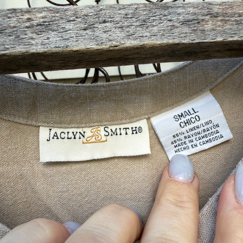 Vintage 90s Jaclyn Smith Giraffe Safari Africa Linen Blend Tank Dress Size SMALL - Picture 6 of 10